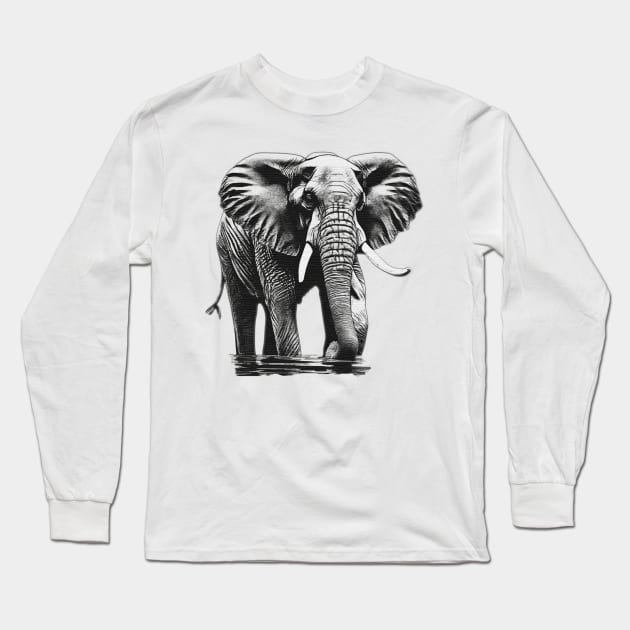 elephant in water Long Sleeve T-Shirt by JnS Merch Store